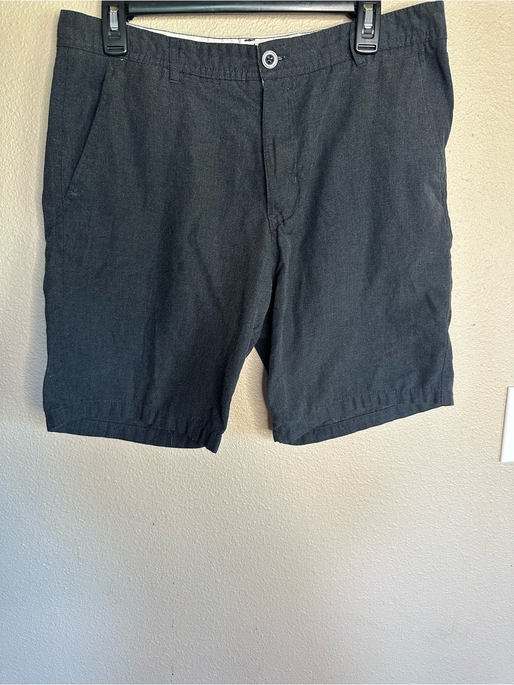 Free World Men's Black Casual Linen-Blend Shorts